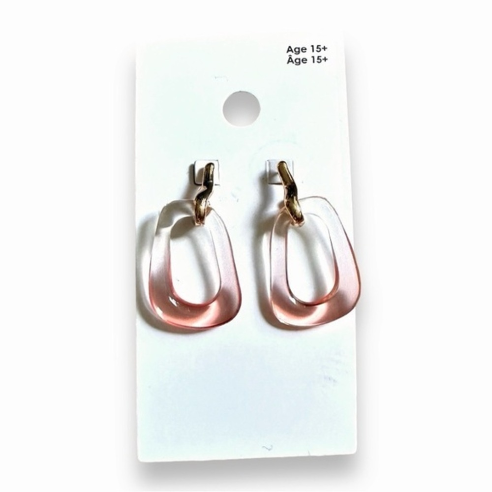 NWT GAP Pink Ombré Acrylic Geometric Stud Earrings Gold Hardware